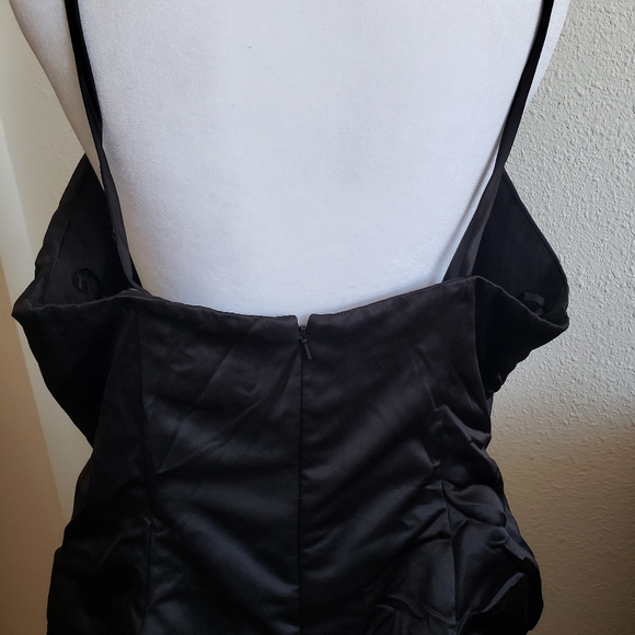 Vtg Impression Bride Womens Black Atlas Assymetrical Drapped Skirt Long - Picture 7 of 16